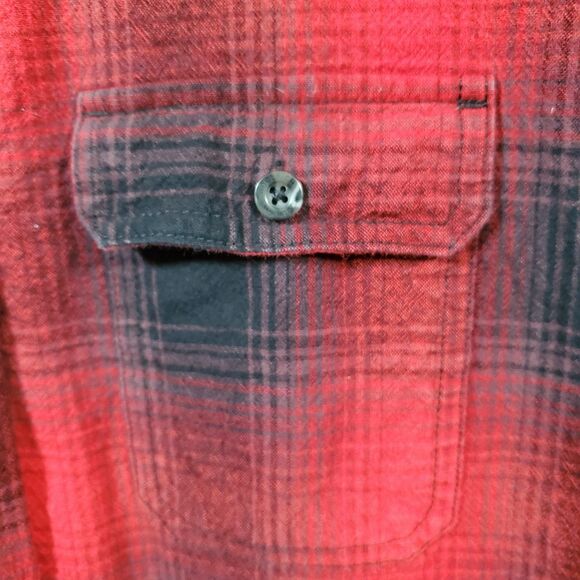 Woolrich Flannel Men’s Sz L Black Red Cotton Flannel Long Sleeves Button Shirt - Picture 7 of 15